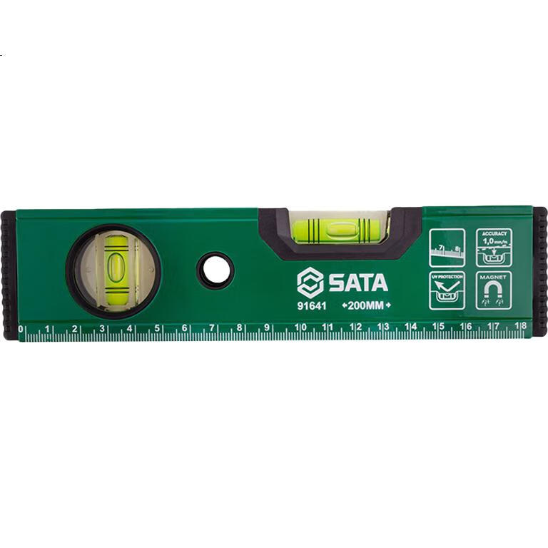 Уровень SATA 91641, 200 мм, с магнитным креплением, ударопрочный, высокоточный
