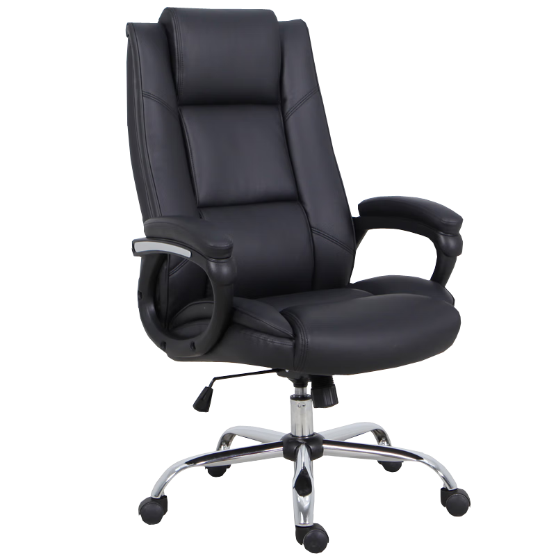 Botai Computer Chair, Home Office Chair, Swivel Ergonomic Leather Chair, Stylish Adjustable Height Chair, Staff Chair, Black 91886