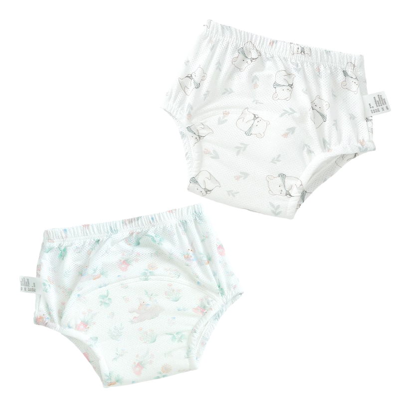 9i9 Baby Washable Diaper Pants Summer Toilet Training Mesh Breathable Infant Learning Pants Leakproof Underwear 2-Pack L