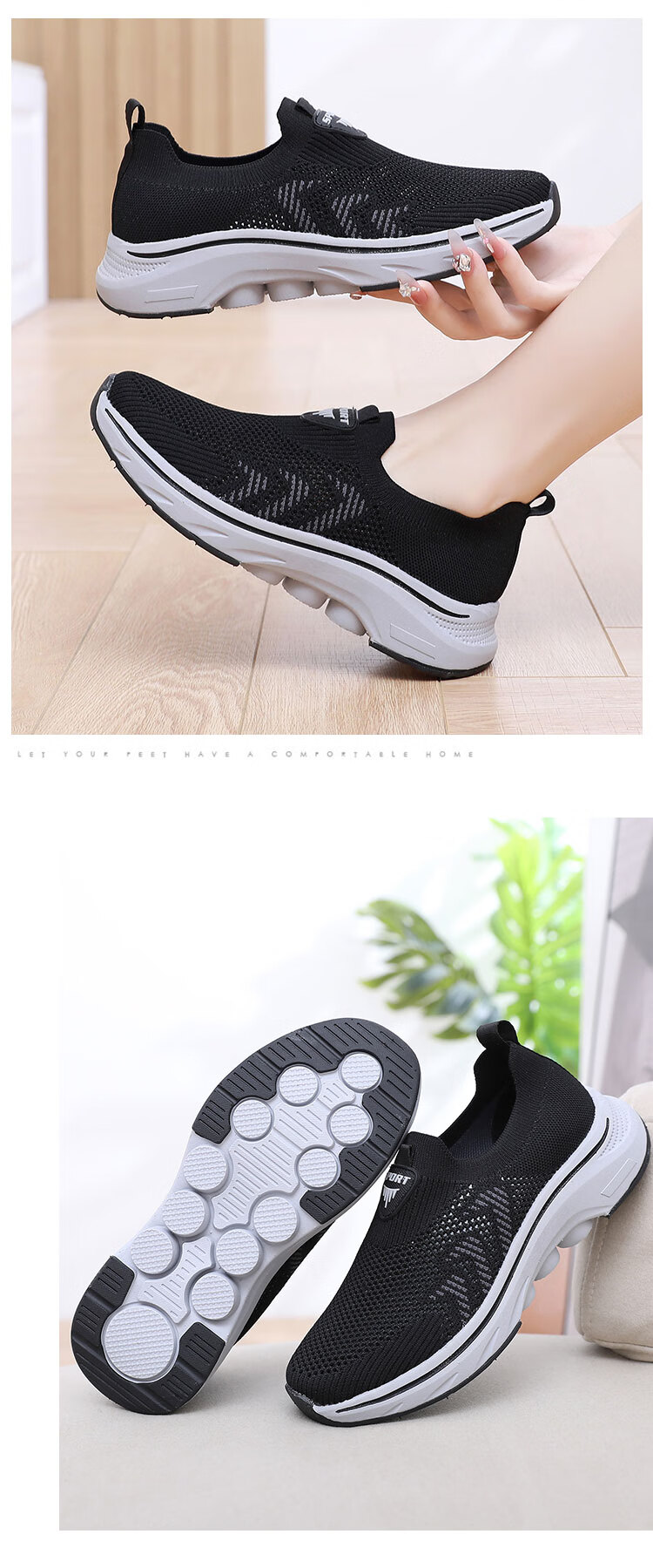 Anglerfish Old Beijing Cloth Shoes Women's Summer Breathable Mesh Slip-On Walking Shoes A6008 Gray Size 38 16