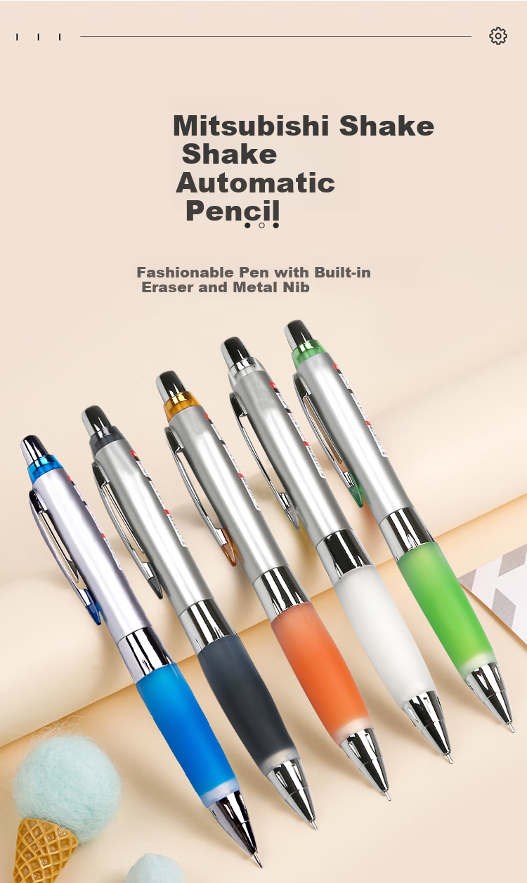 Uni Mitsubishi Automatic Lead Soft Rubber Pencil with Wobble Grip for School And Study M5-617GG 0.5mm Silver Barrel Black 1 Piece 1