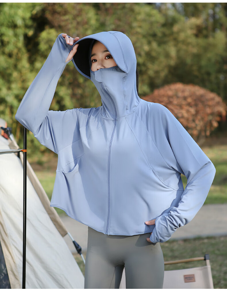 Langsha Women's Summer 2026 New Black Coated Brim UV Protection UPF50+ Ice Silk Outdoor Sun Protection Jacket 18
