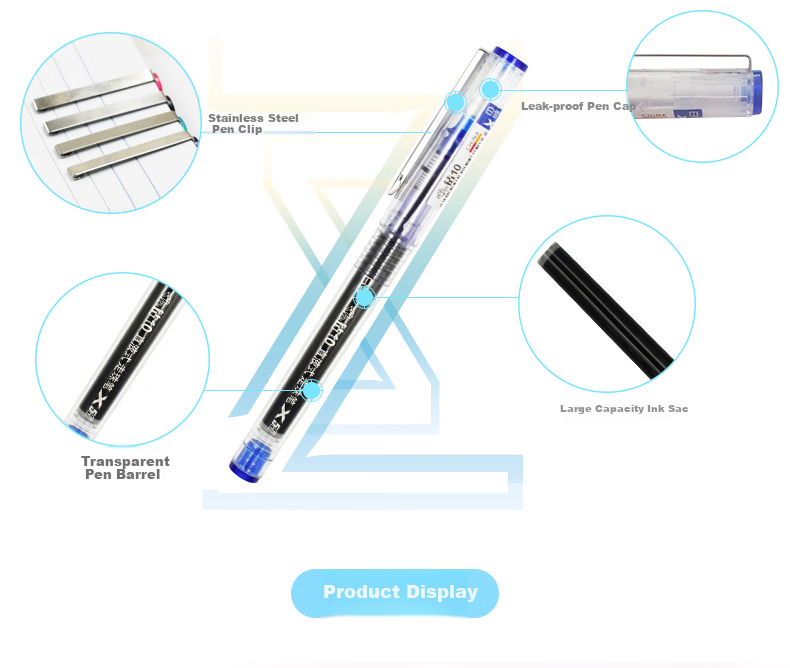 Snowhite X55 Direct Liquid Rollerball Pen with Replaceable Refill, Multi-Color Gel Pen for Students, 0.5mm Black Ink, 12 Pens/Box 8