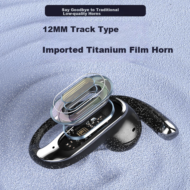 Monster D01 Silver Bluetooth Headphones with Bone Conduction Concept AI Smart XiaoDu True Wireless Earbuds, Open-Style Sports Cycling Long Battery Life, Compatible with Apple