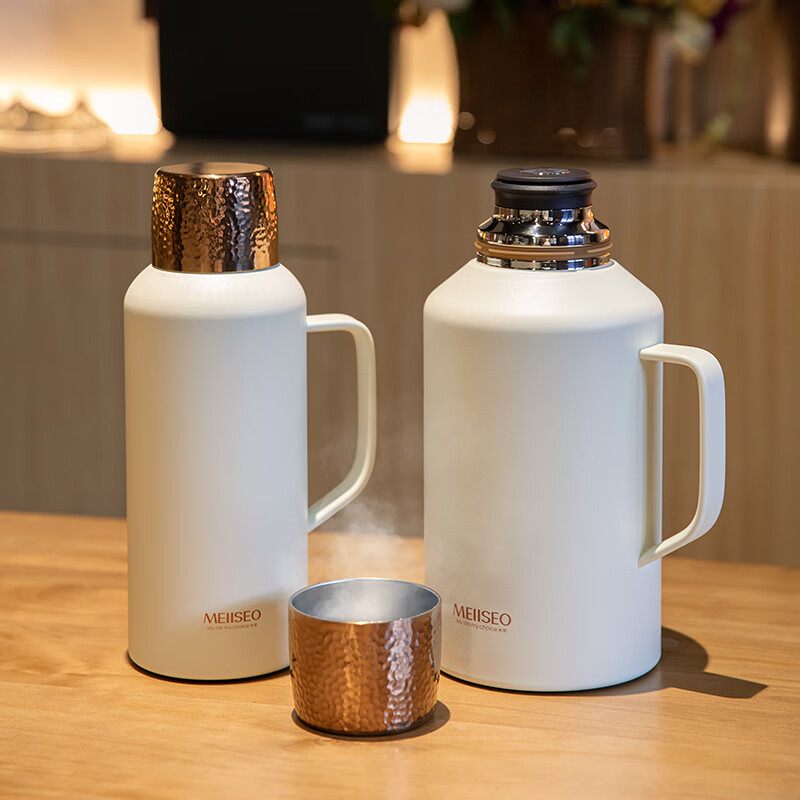 MEIISEO Small Cannon Teapot, Large Capacity Insulated Pot, 316 Stainless Steel, for Steeping Old White Tea, Loquat Orange Color, 1.0L Capacity