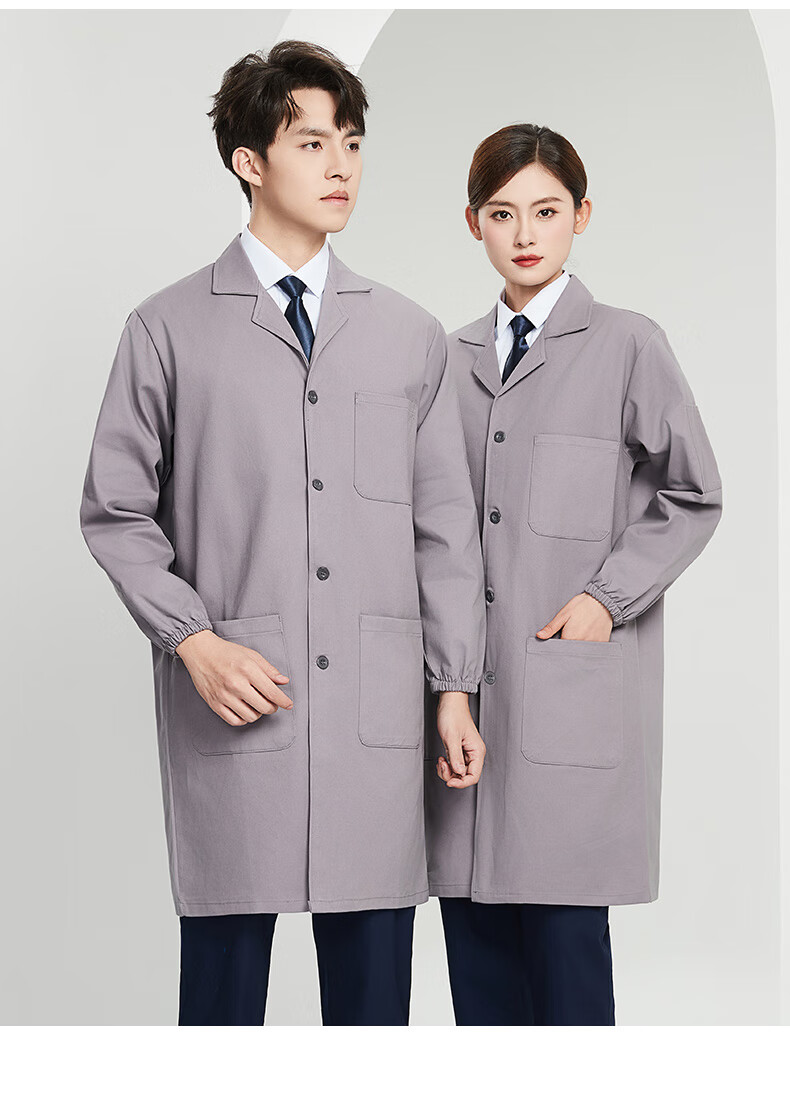 Laurie Pure Cotton White Lab Coat Hospital Medical Doctor Student Laboratory Workwear Long Sleeve Chemistry Coat Customizable 7