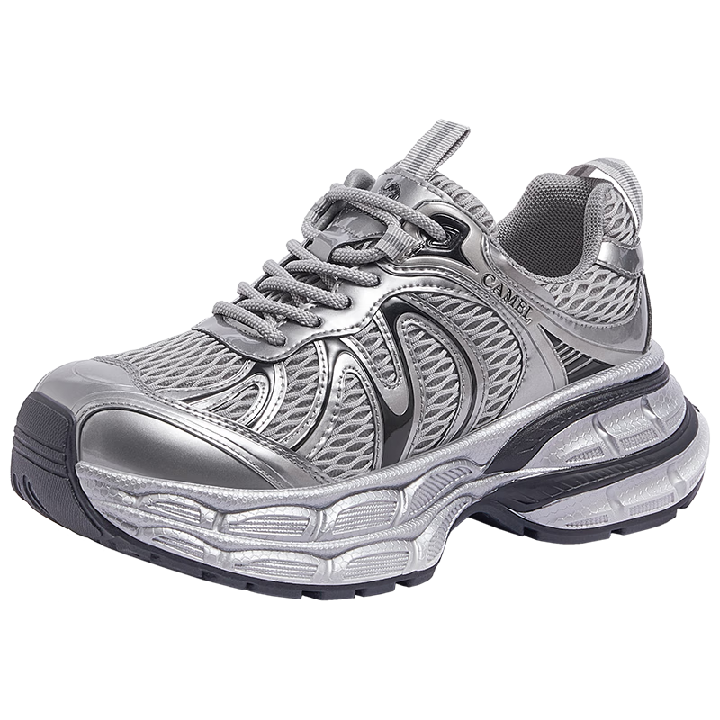 CAMEL [Dilireba Same Style] Silver Moon 2nd Generation Dad Shoes Women Casual Shoes L25A283148 Gray/Silver/Black 36