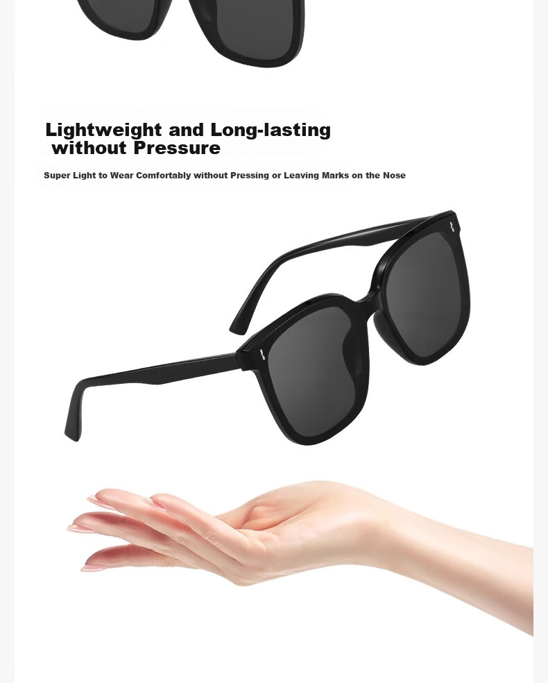 FENCHI GM Sunglasses for Women, 2025 Summer High-End Ins Style Men's Sunglasses, Black Frame with Gray Lenses [High-Definition Version], Qixi Festival 14