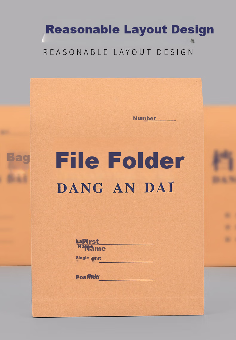 Taidang File Folder, A4 Blue Text Document Bag, Paper File Folder, Thickened 250g, Bottom Width 2.8cm [10 Pieces] A02202 2