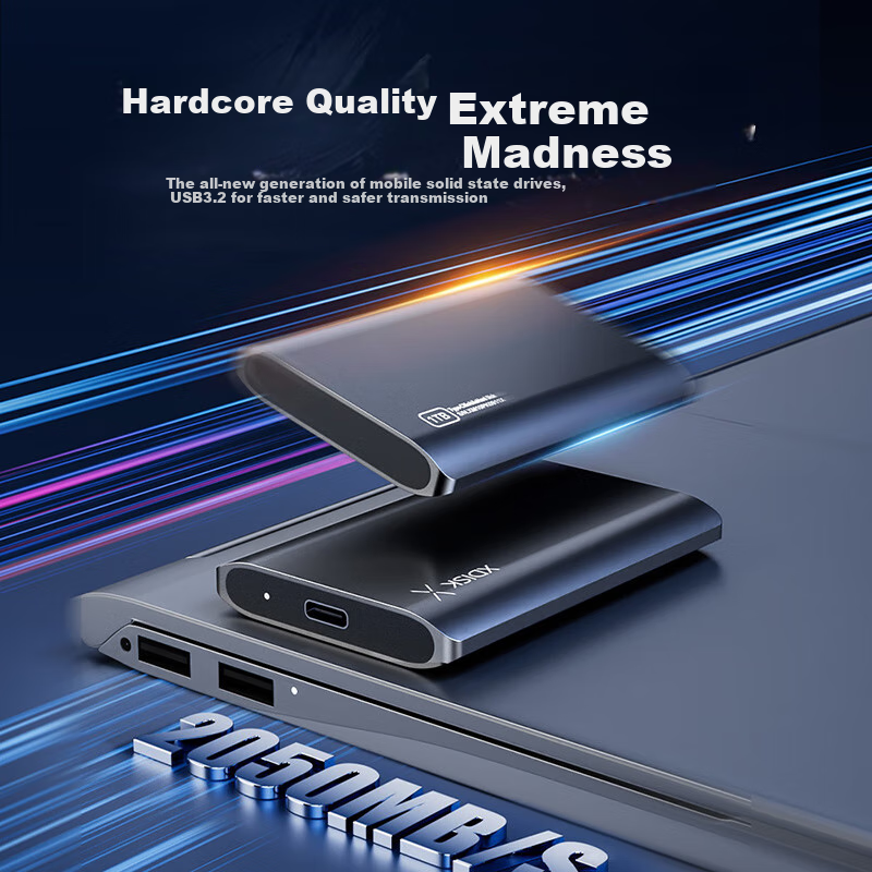 Xiaopan (XDISK) 2TB Portable Solid State Drive (PSSD), M10P Gun Black, NVMe SSD, Type-C, Yangtze Memory, USB3.2, Direct Phone Connection, 2050MB/s