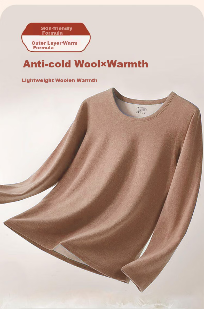 LangSha Thermal Underwear for Men, New Autumn And Winter 2026 Product, Wool And Silk Blend, 7A Antibacterial Single Top, Fleece-Lined Warm Undershirt for Me 4