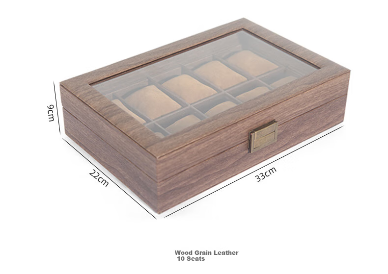 DUOJINJIANG Handmade Wooden Watch Storage Box with Multiple Watch Slots, Dustproof Velvet Interior, Walnut Wood, 6 Watch Slots, Elegant Gift 12
