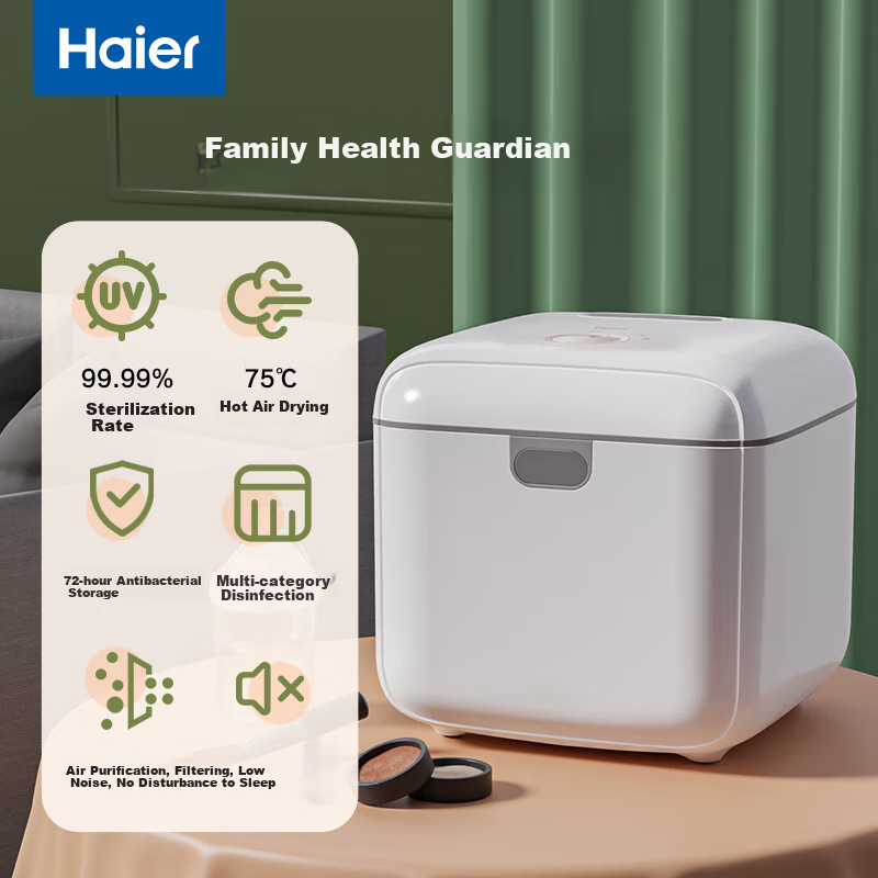 Haier Clothes Dryer UV Sterilizer for Baby Bottles, Bowls, Chopsticks, Toys, Underwear Disinfection Device 10L Single Lamp Rotary Knob Model U201
