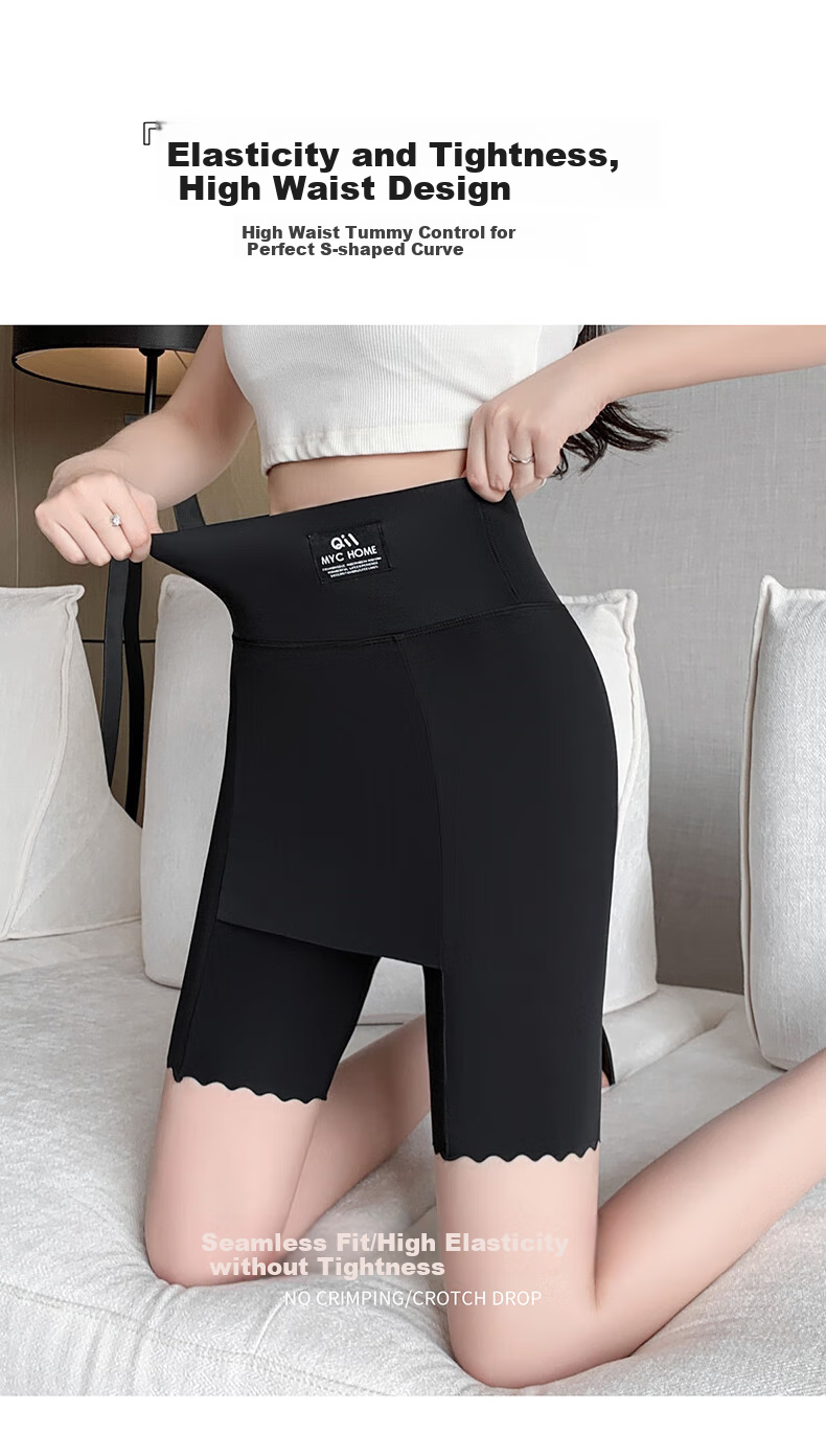 LangSha Safety Shorts, Anti-Exposure Seamless Layered Coverage, Thin with Cotton Crotch, Knee-Length Undershorts for Wome 11