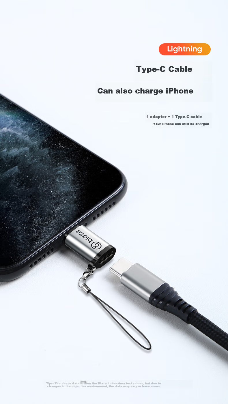 BIAZE Compatible Android And Apple Adapter, Type-C Female to Lightning Male Data Cable Charging Transfer Converter, Phone14/13Pro Max/12 Mobile Phone Adapter 2
