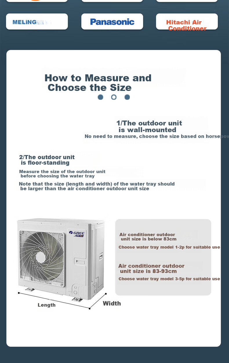 PURPAVWINNER Air Conditioner Outdoor Unit Water Collection Tray, Universal Outdoor Drip Tray, Stainless Steel Sink, Central Air Conditioner Outdoor Unit 1 HP - 2P Air Conditioner Universal Water Collection Tray with Drainage Pipe 6
