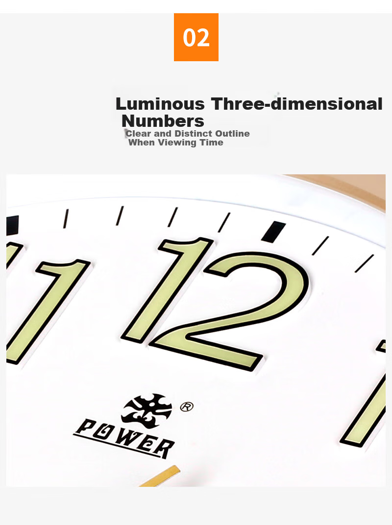 POWER Bawang Clock, Living Room Wall Clock, Simple Wall-Mounted Quartz Clock, 40cm Gold Color BW23012A 8