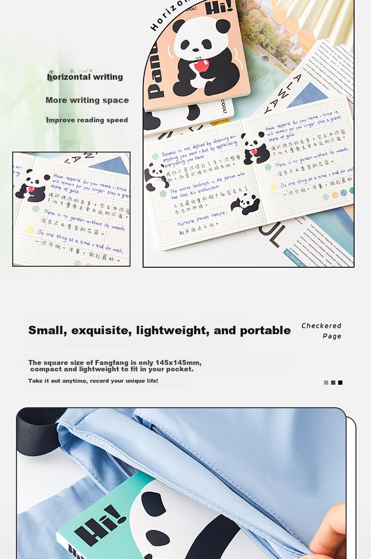 Yuhe 100 Sheets Square Notebook, Cute Cartoon Diary, Thickened Flat-Spread Error Correction Book, Student Research Notebook, Meeting Record And Schedule Book, Back-To Stationery, 4268 White 8