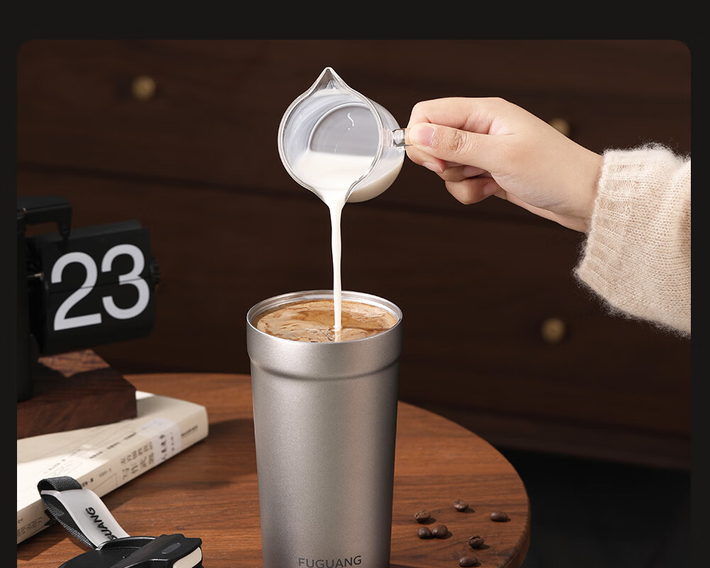 Fuguang Pure Titanium Inner and Outer Coffee Thermos Cup Portable Water Bottle High-End Office Tea Cup Gift 560ML 11