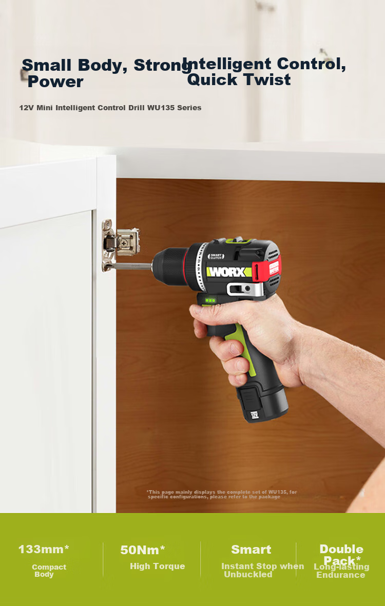 Worx 12V 50N Smart Control Mini Cordless Drill WU135.9 (Bare Tool) Brushless Lithium Battery Electric Screwdriver 1