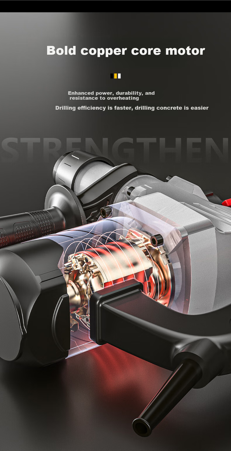 Airuide Safety Clutch Electric Hammer And Pick, Dual-Purpose Impact Drill, High-Power Electric Drill, Industrial Concrete Drilling Electric Tool 15
