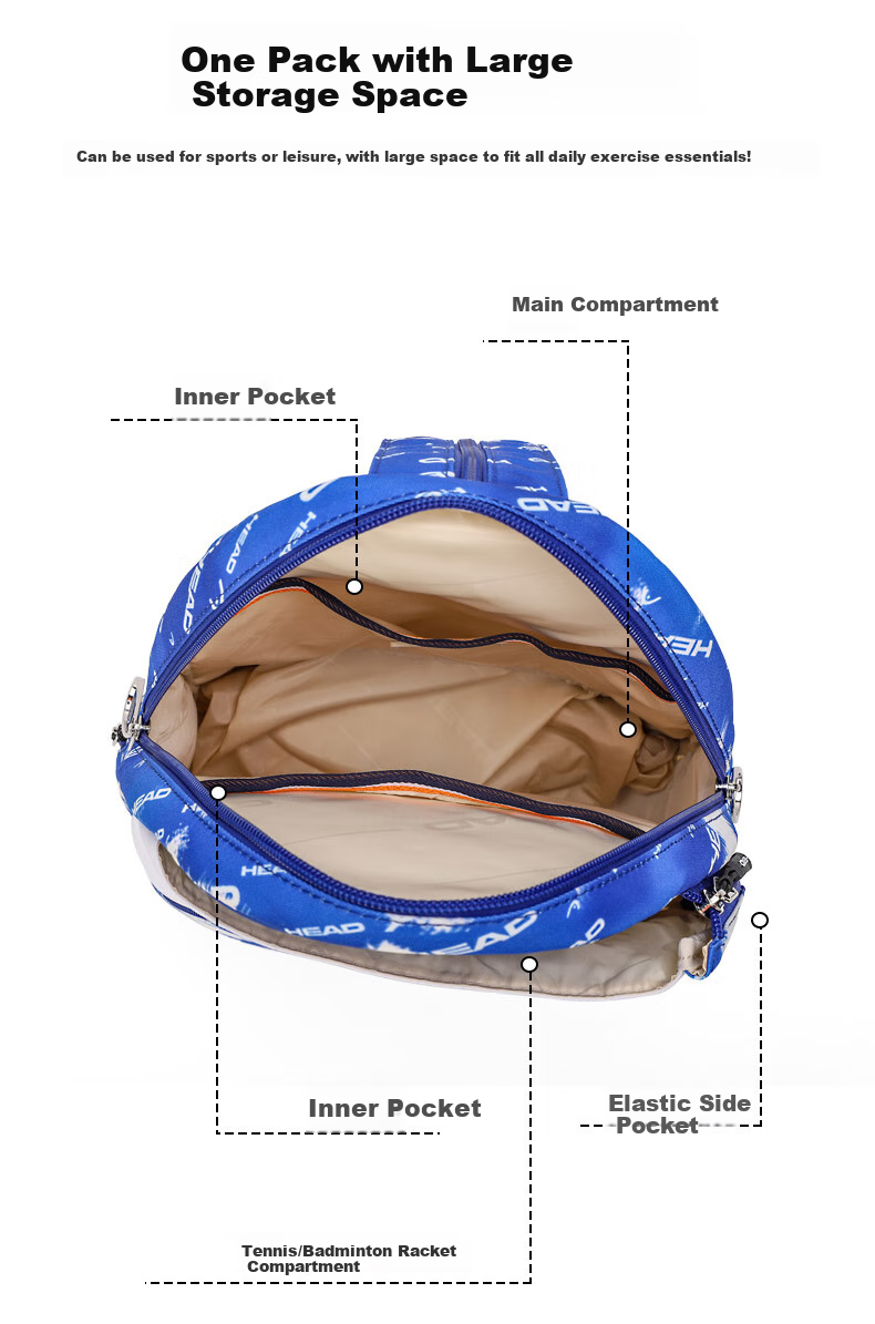HEAD Tennis Racket Bag, Outdoor Casual Mini Backpack, Student Travel Schoolbag, Badminton Sports Small Shoulder Bag 12