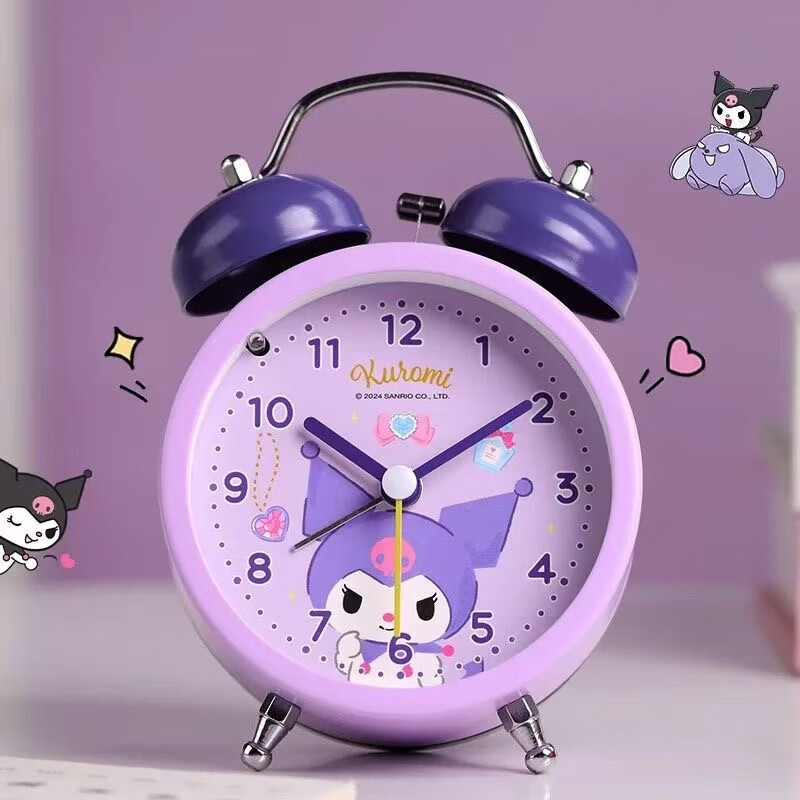 KUROMI Sanrio KUROMI Children's Metal Alarm Clock Student Wake-Up Toy Birthday Gift for Boys and Girls 2