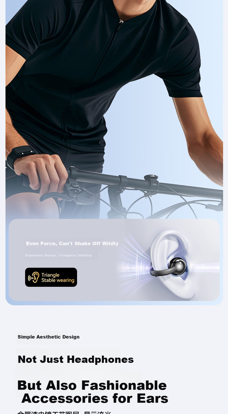 CLAISON Bluetooth Headphones 2025 New Clip-On Wireless Open-Bone Conduction Concept, Running Sports Call Noise Reduction Ear-Hook Suitable for Huawei Xiaomi Apple, M91-Starry Purple 8