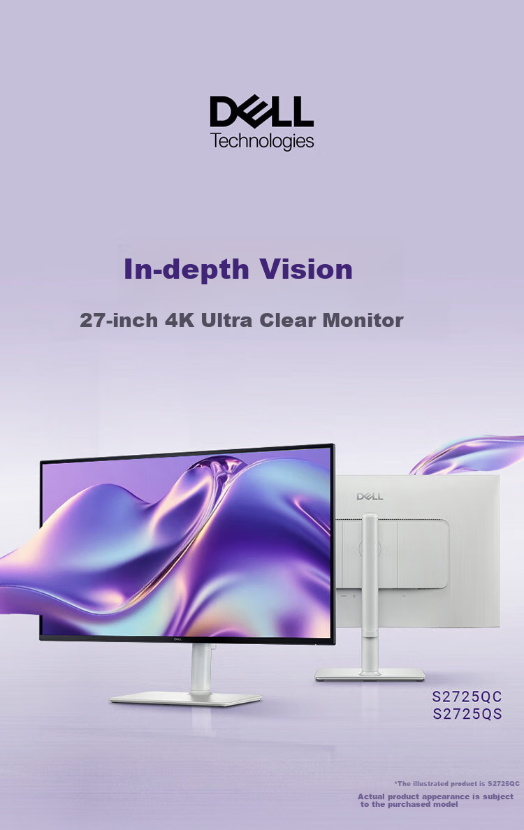 DELL 27-Inch 4K Monitor IPS 120Hz High Refresh Rate 99% SRGB Hardware Anti-Blue Light 1500:1 Office And Entertainment Display S2725QS 1