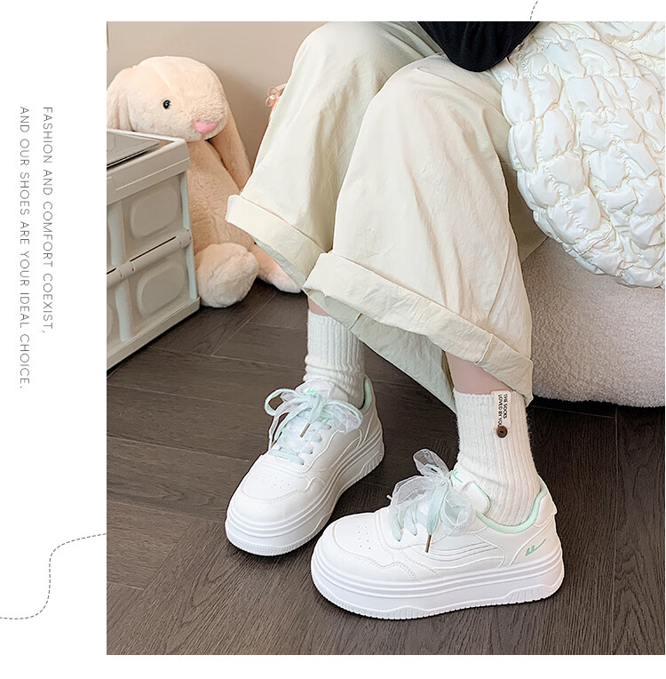 Warrior Women's Fresh Style Casual Platform White Sneakers, Pink White, Size 38 14