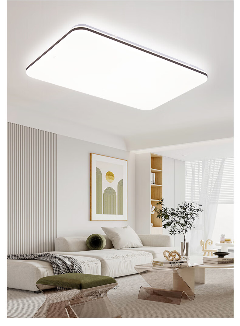 CHNT Ceiling Light, Living Room Main Light, Dimmable, Simple Cream Style LED Bedroom Lighting Set, 108W 14