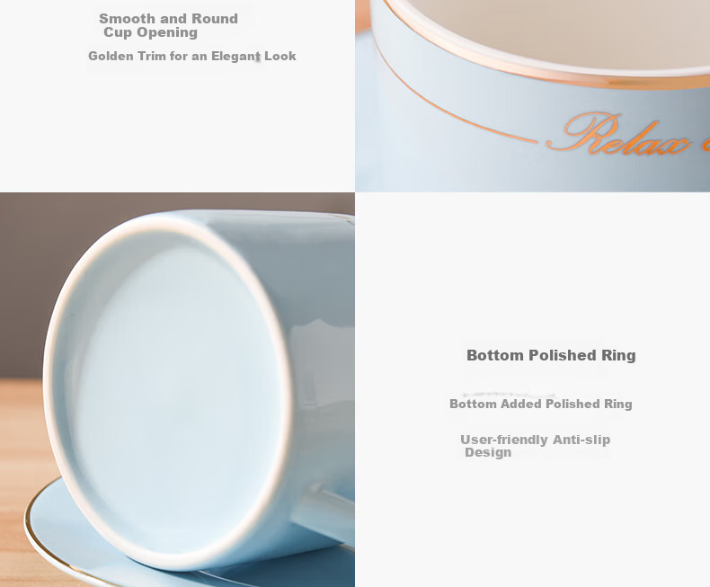 CLITON Bone China Ceramic Coffee Cup and Saucer Set of 2 High-End Couple Mugs Wedding Gift Box Set 8