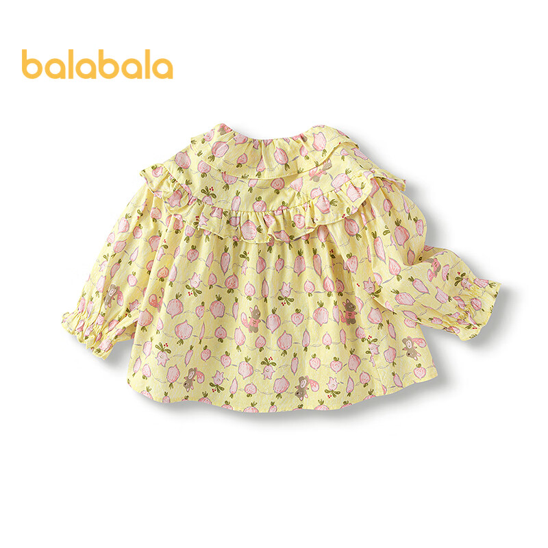 BALABALA Children's Clothing, Baby Long-Sleeve Shirt, Pure Cotton Printed Top, Girls' Autumn Wear, Sweet And Fashionable