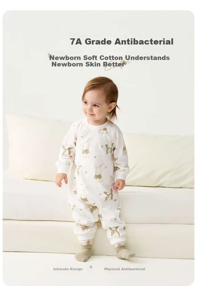 TONGTAI Baby Romper Spring And Autumn Pure Cotton Newborn Onesie for Boys And Girls, Baby Clothes Bodysuit Pajamas Coffee Color 59cm 2