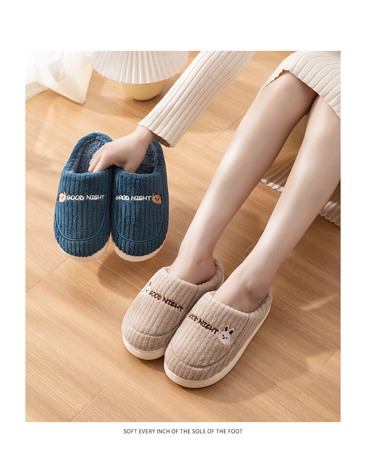 TZLDN Men's Cotton Slippers, Non-Slip Thick Sole, Indoor Warm Home Shoes, Autumn And Winter Double Cotton Shoes, Couple's Half-Covered Cotton Shoes, Men's Style 18