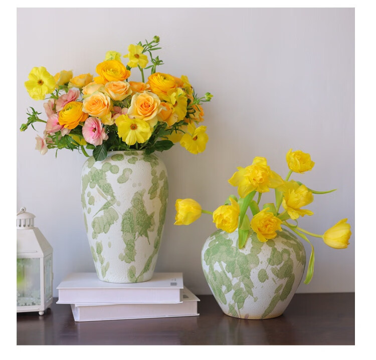 Fan Ye Ceramic Vase Wabi-Sabi Style Ink Splash Vintage Coarse Pottery Flower Container Decorative Prop New Home Gift 9