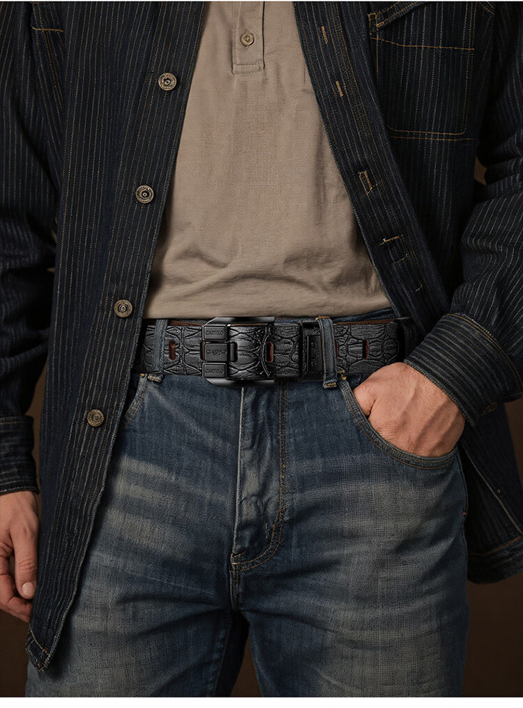 CARTELO Men's Vintage First Layer Cowhide Leather Pin Buckle Fashion Belt Gift for Boyfriend Husband Dad 8