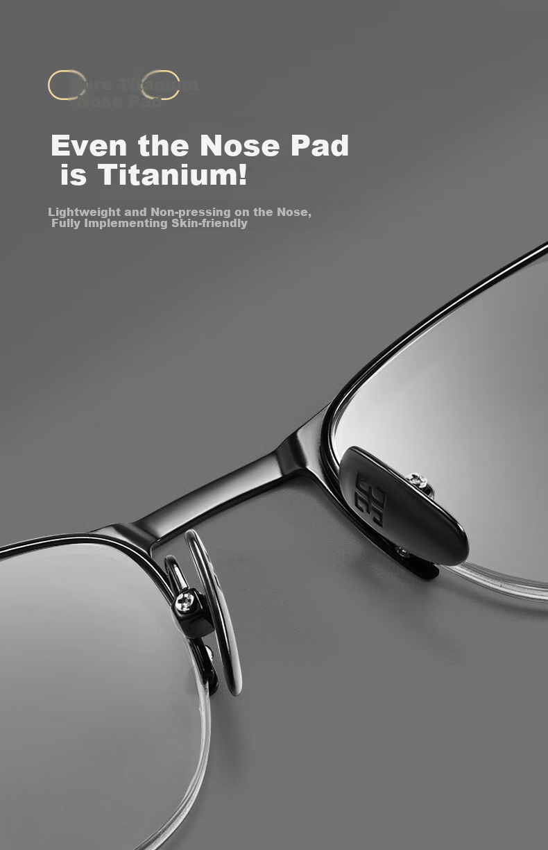 Xiyanghong Anti-Blue Light Reading Glasses for Men, Pure Titanium High-Definition Brand Genuine Product Portable Eyewear for Elderly E210B Black 100 Degrees 4
