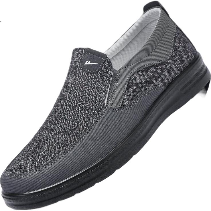 Кроссовки Warrior Official Slip-On Мужские, Осенние и Зимние Дышащие Папины Кроссовки, Обувь для Пожилых Людей, Повседневные Старопекинские Тканевые Кроссовки для Мужчин, Серые, Размер 42