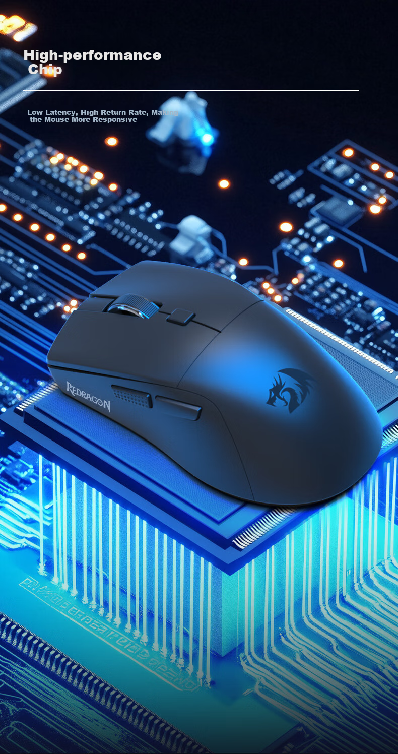 REDRAGON G69 Gaming Mouse, Comfortable for Hand, Wireless Mouse, E-Sports Mouse, Office Mouse, New Year Gift, Tri-Mode, White 3
