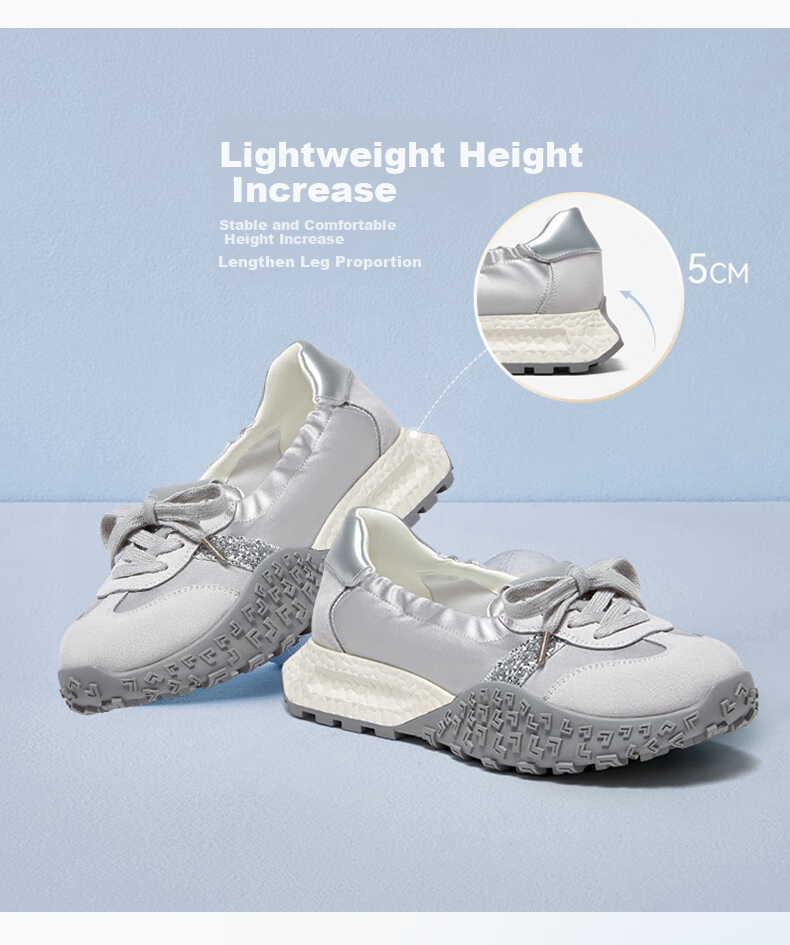 Basto [Little Carp] Thick Sole Ballet Training Shoes A-Gan Shoes Women's Casual Shoes D3063BA5 Silver Gray 38 6