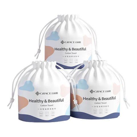 Grace Disposable Face Towels, Thickened, for Mothers And Babies, Dual-Use Wet And Dry, Soft Cotton Towels, Pearl Pattern, Absorbent Facial Cleansing Wipes, 60 Sheets * 3 Packs
