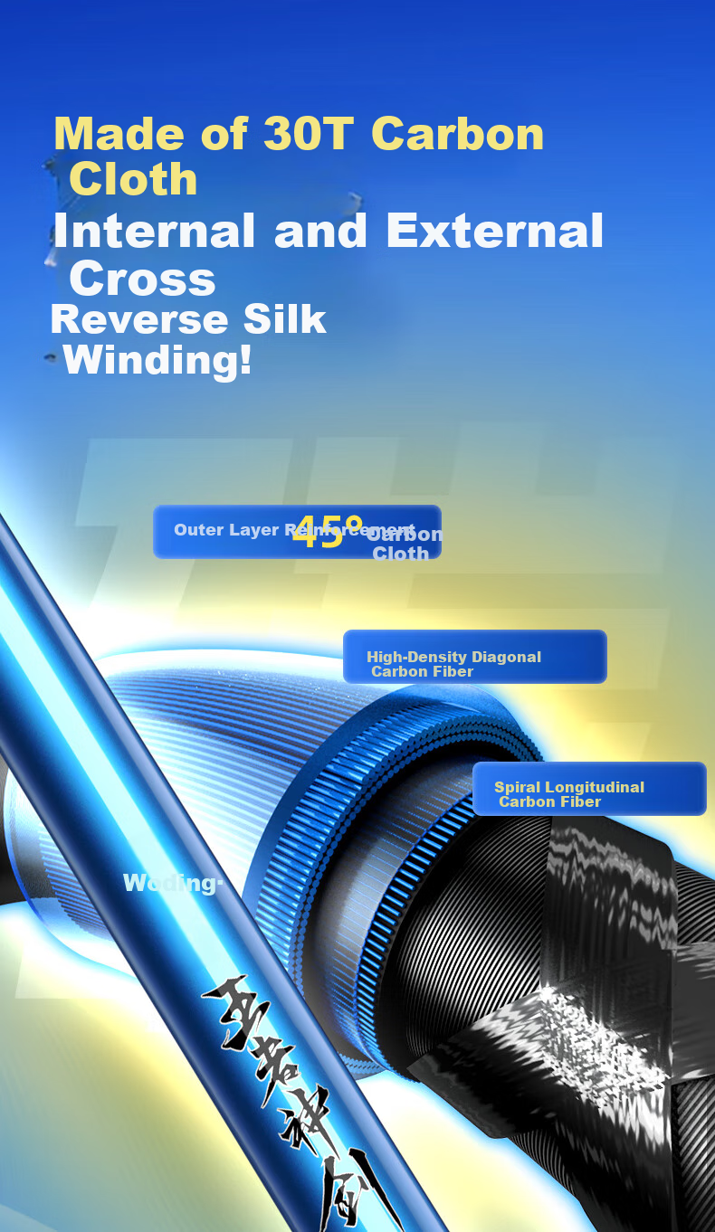Woding Carbon Fiber Fishing Rod, Ultra-Light And Ultra-Hard, Telescopic And Extendable, for Catching Big Fish 6