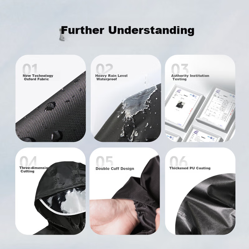 Qingxiao Raincoat Set, Thickened Oxford Cloth XXL, Heavy Rain Protection, Electric Scooter Delivery Rider Two-Piece Reflective Suit for Men And Wome