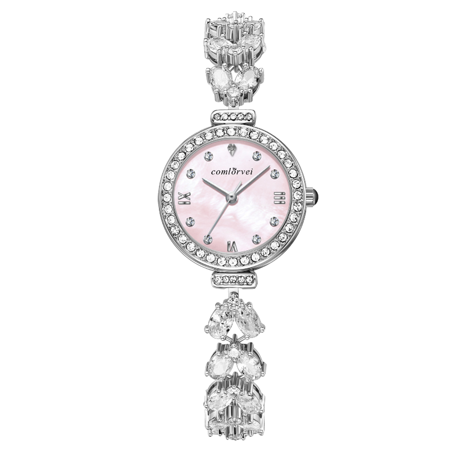 COMLORVEI Mermaid Heart-Shaped Diamond Inlaid Bracelet Watch Delicate Sweet Versatile Waterproof Quartz Fashion Ladies Student Wristwatch D692