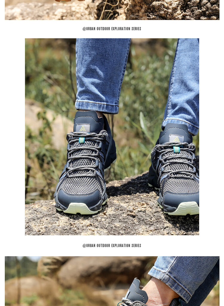 HUMTTO Summer Mesh Hiking Shoes Non-Slip Shock Absorption Outdoor Men's Mountaineering Shoes Breathable Casual Men's Shoes Blue Gray Size 40 6
