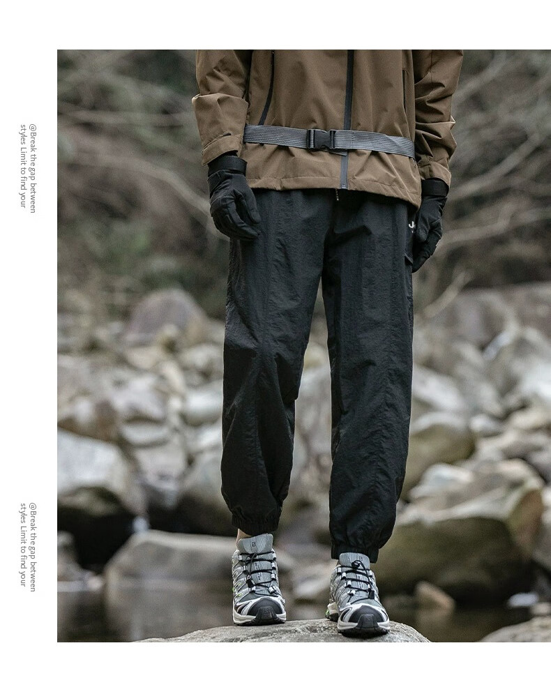 JEEP Casual Pants for Men, Spring Quick-Dry Breathable Sports Pants, Outdoor Trendy Hiking Trousers, Black, Size L 12