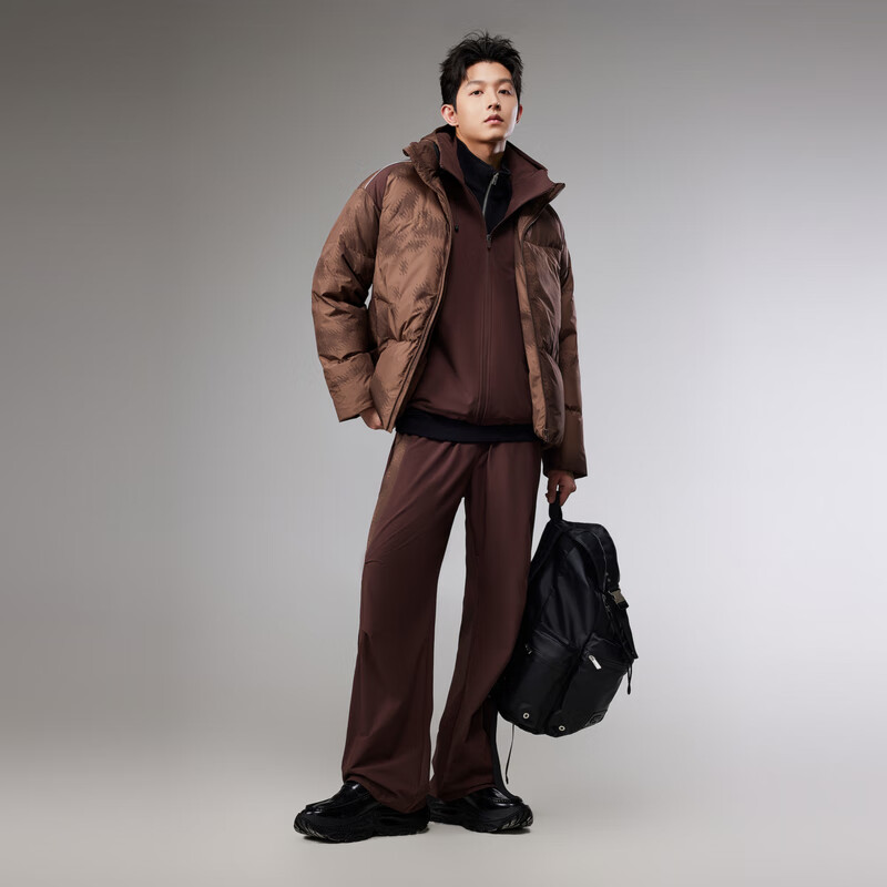 CABBEEN Coffee Graffiti Design Down Jacket Men China Rocket Collaboration Outdoor Colorblock Winter Coat