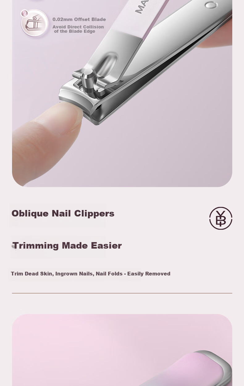 Bingyou Nail Clipper Set 4 Pieces: Nail Clippers, Diagonal Nail Nippers, Pedicure Knife, Nail File, Nail Grinder File 8