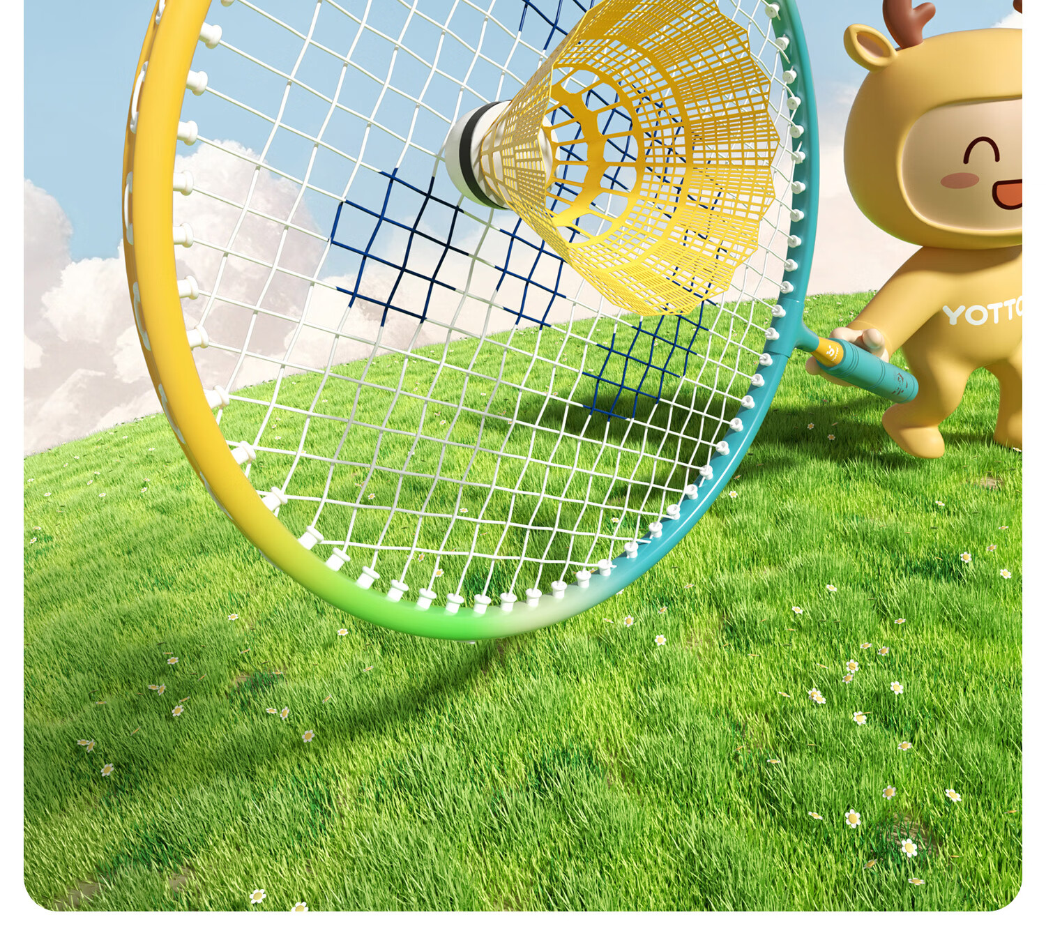 Yottoy Children's Badminton Racket Set Parent-Child Set for 6-Year-Old Elementary and Kindergarten Beginners Blue Pair 7